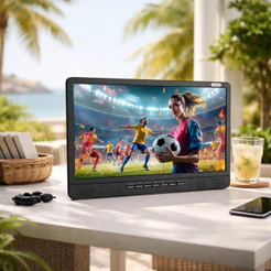 TV Portátil LCD 17,3 Android com Bateria Recarregável Monitor HDMI KP-TV17/B