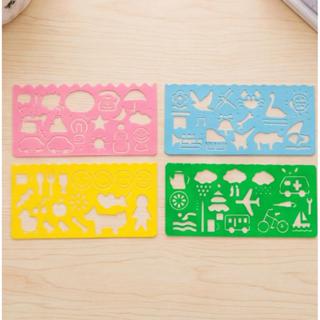 conjunto 4 réguas estêncil desenho infantil figuras criativas papéis em Oferta na Shopee