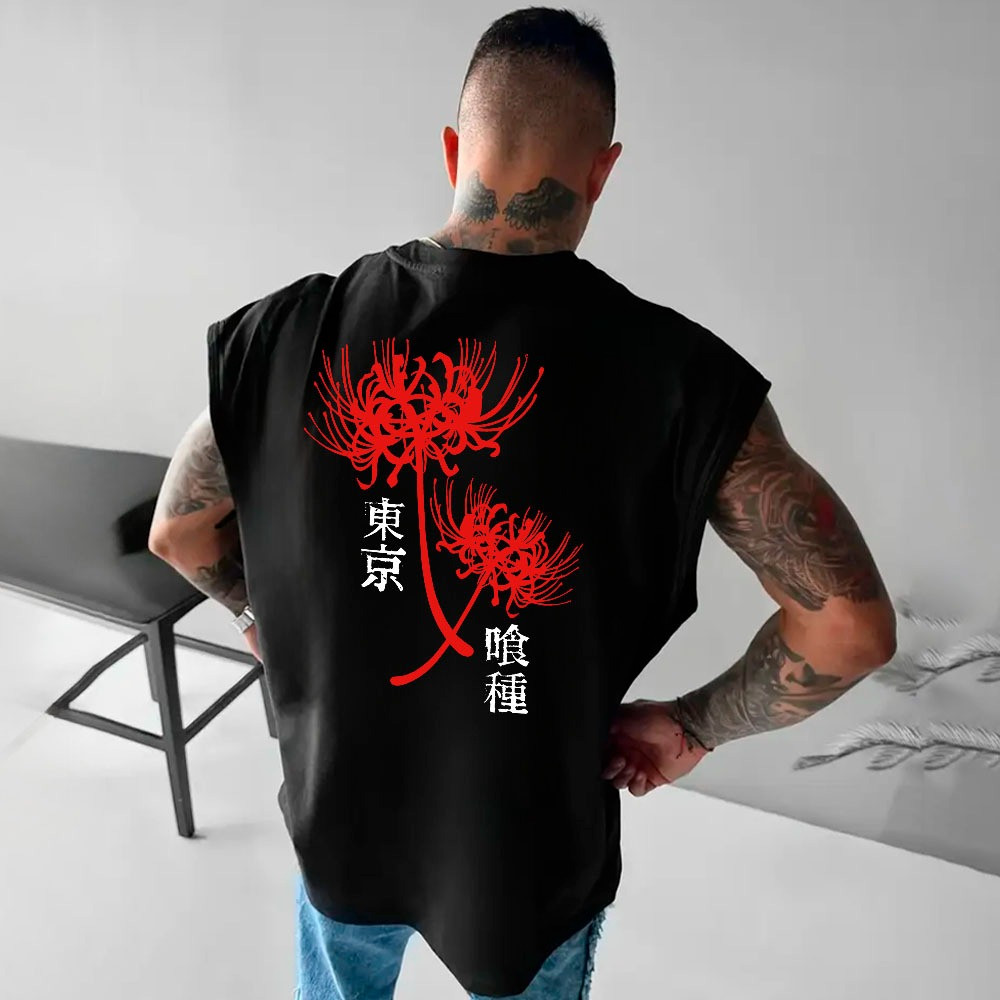 Camiseta Regata Machão Oversized Tokyo Ghoul Spider Lily Art