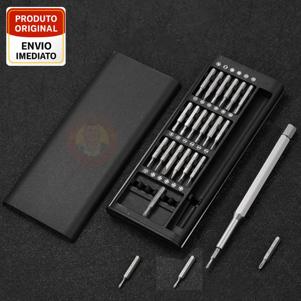 Kit Ferramenta Chave Magnética Precisão 24 Peças Pequenos Reparos Iphone Android Pc