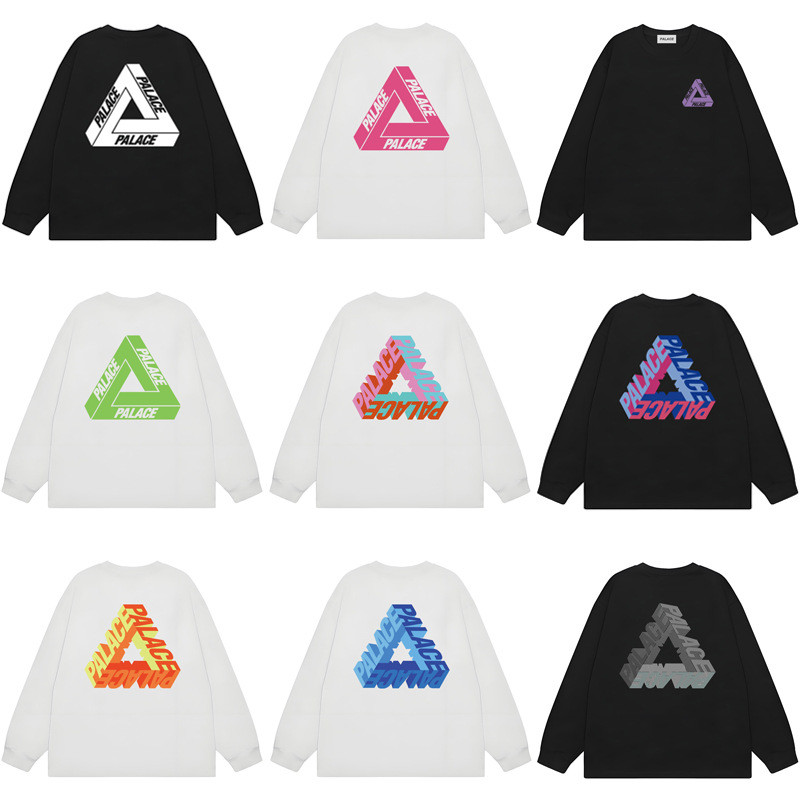 Street Wear pesado puro algodão palácio triângulo impressão manga longa masculino feminino estudante casal solto Bottomi