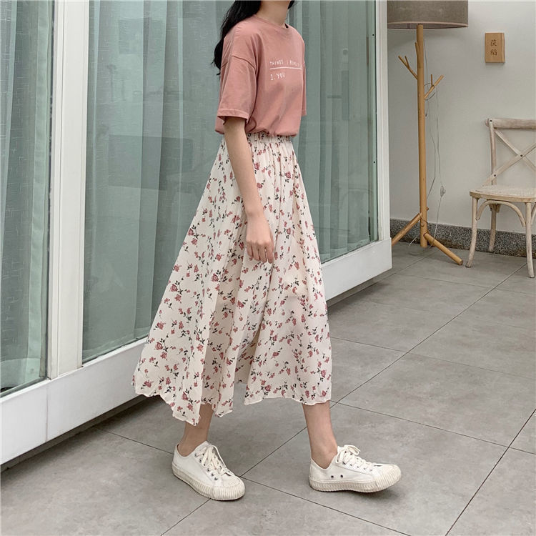 Saia a linha Floral fada Super fada Mori estilo fada fresco mais magro olhar elegante saia longa 2023 verão