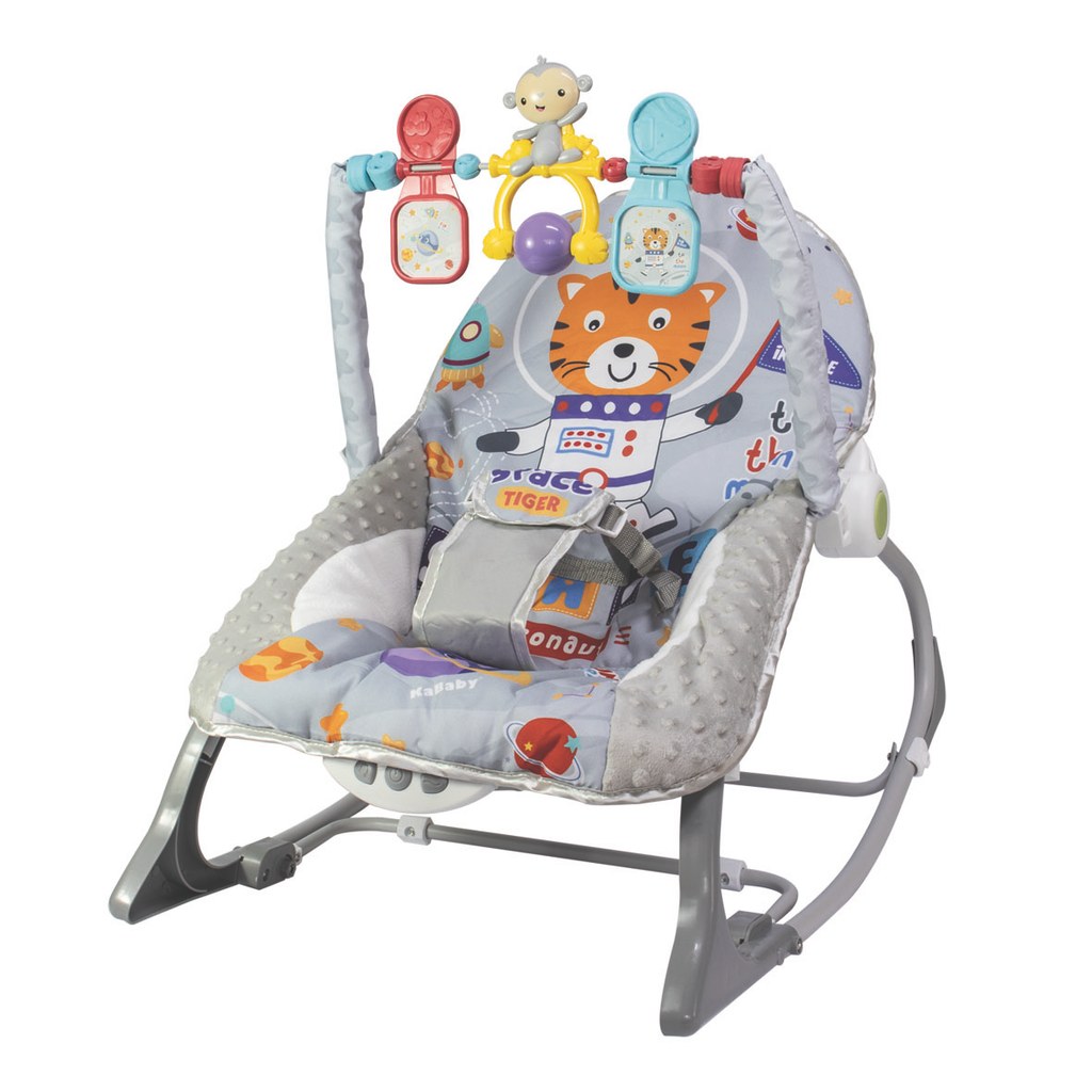 Cadeirinha Descanso Bebe Musical Balanço Com Mobile - Kababy / Cinza em Oferta na Shopee