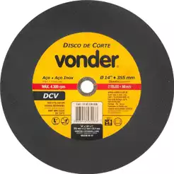 Disco De Corte 355mm (14 Pol.) Grão 30 Modelo: Dcv - Vonder