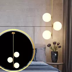 Luminária 82cm Pendente 3 Globos Vidro Jabuticaba Metal Dourado Teto Gimpo KJDD-E-072-GOLD