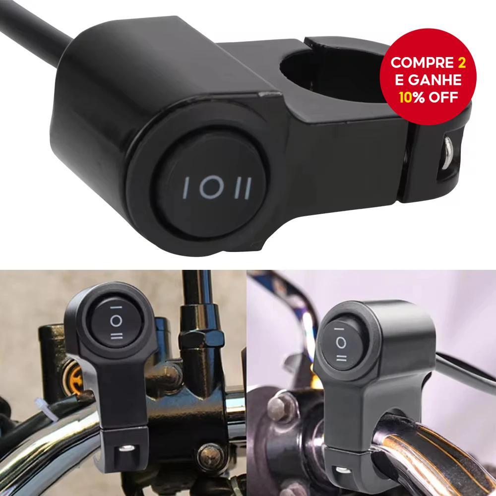  Interruptor de Liga/Desliga do Farol de Guidão de Motocicleta Scooter ATV Liga de Alumínio 2 Fios Luz Preta à Prova