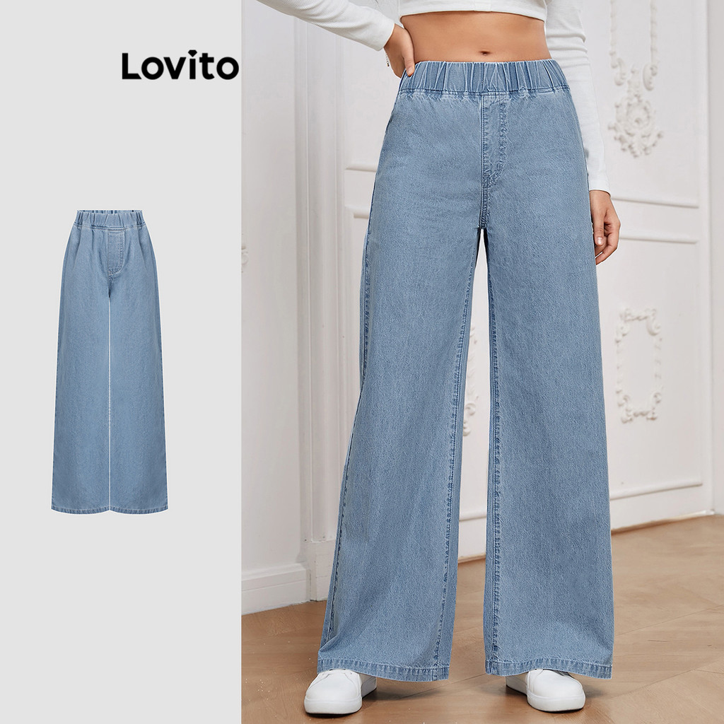 Lovito Jeans casual com bolso simples para mulheres L118ED396 em Oferta na Shopee
