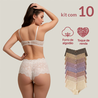Kit 10 Calcinhas Caleçon Feminina Renda Shortinho Sexy Várias Cores em Oferta na Shopee