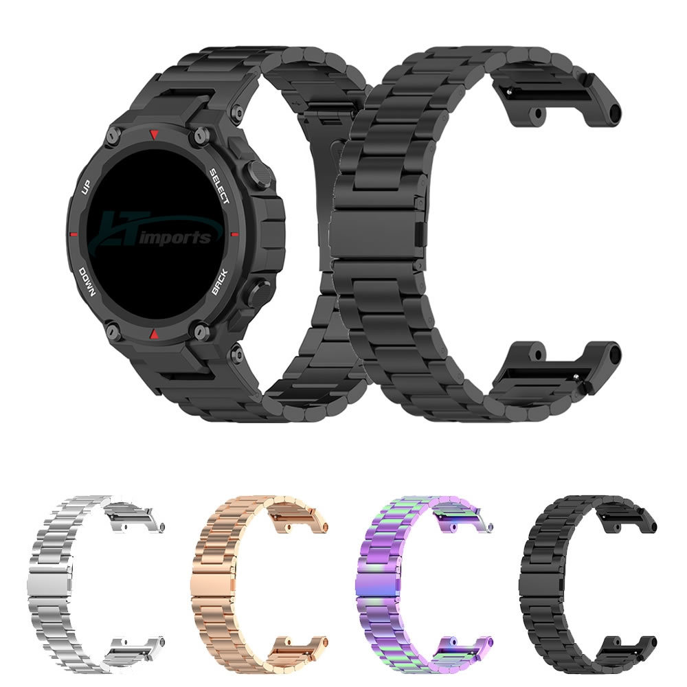 Pulseira Metal 3 Elos LTimports compativel com Amazfit T-REX 1 A1919 A1918 e Amazfit T-REX Pro A2011 A2013