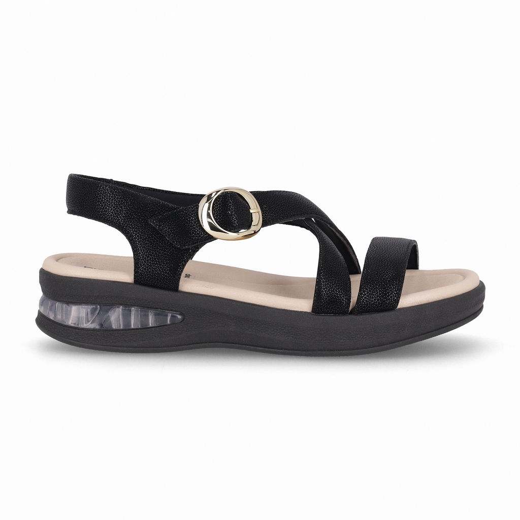 Sandália SoftStep Anabela Médio Preto em Oferta na Shopee