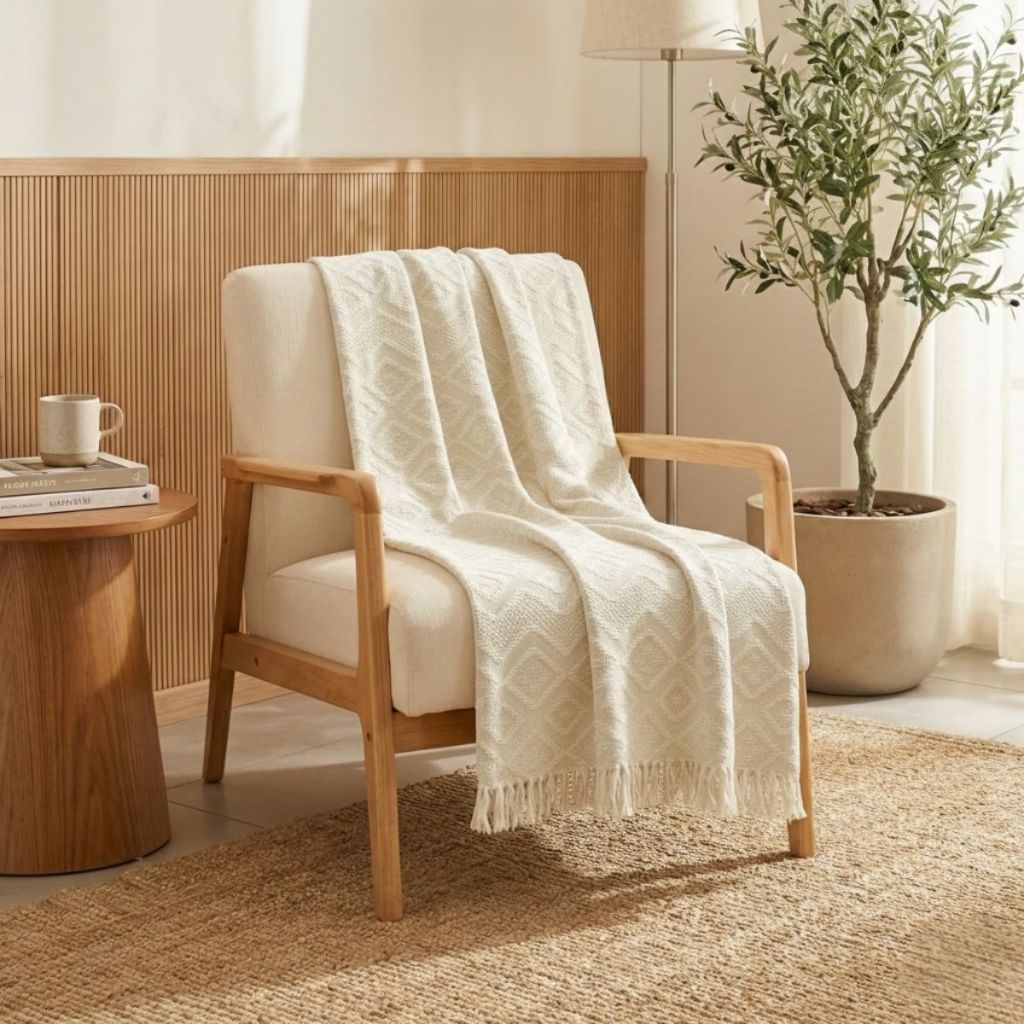 Manta Para Sofá Premium Gigante Decorativa Protetora 2,50x1,80 Cru Tambaba em Oferta na Shopee