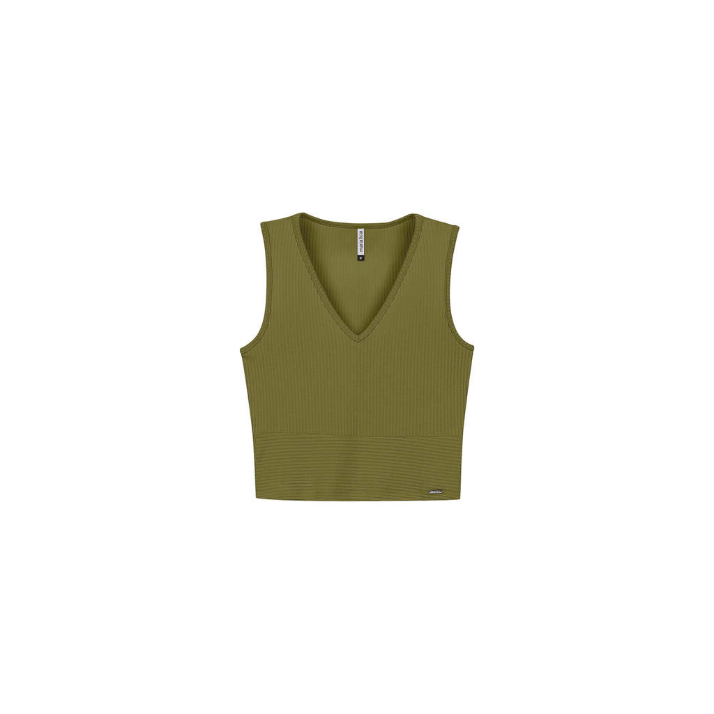 Regata Feminina Canelada Decote V Marialícia Verde em Oferta na Shopee