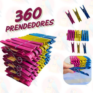 Kit com 360 / 180 / 120 / 60 Pregadores de Roupa em Plástico Reforçado - Cores Sortidas Prendedor em Oferta na Shopee