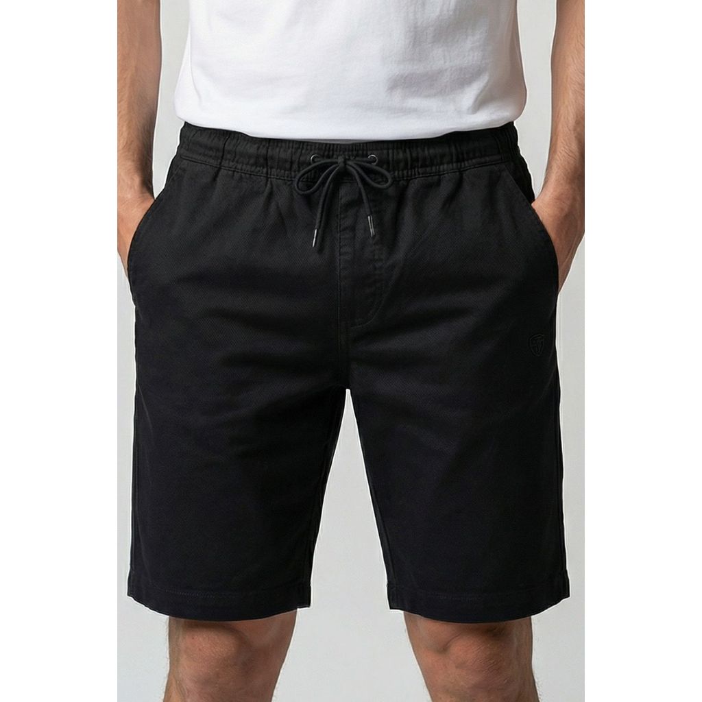 Bermuda Sarja Cós Elástico Confortável Polo Wear Preto