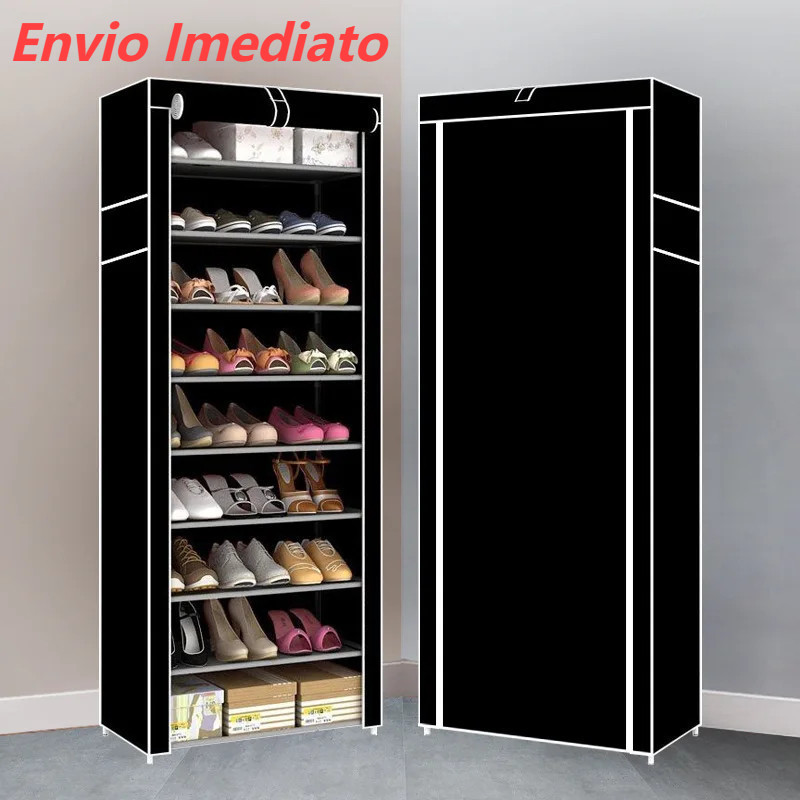 Sapateira Organizadora com 9 Prateleiras para Organizar Sapatos Calçados Chinelos Roupas Objetos 24 Pares - Black em Oferta na Shopee