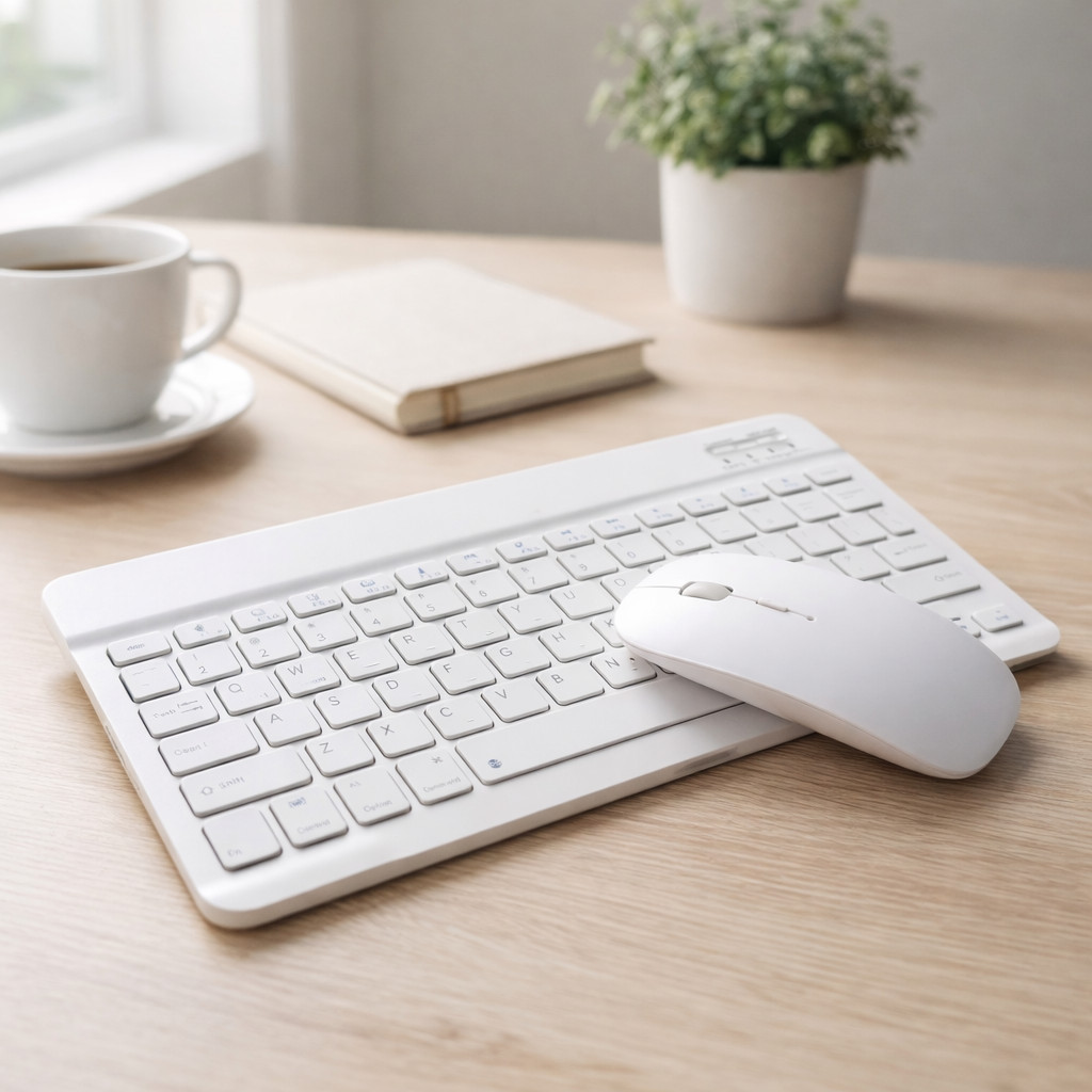 Conjunto Teclado + Mouse Sem Fio Bluetooth AN-030 – Branco em Oferta na Shopee