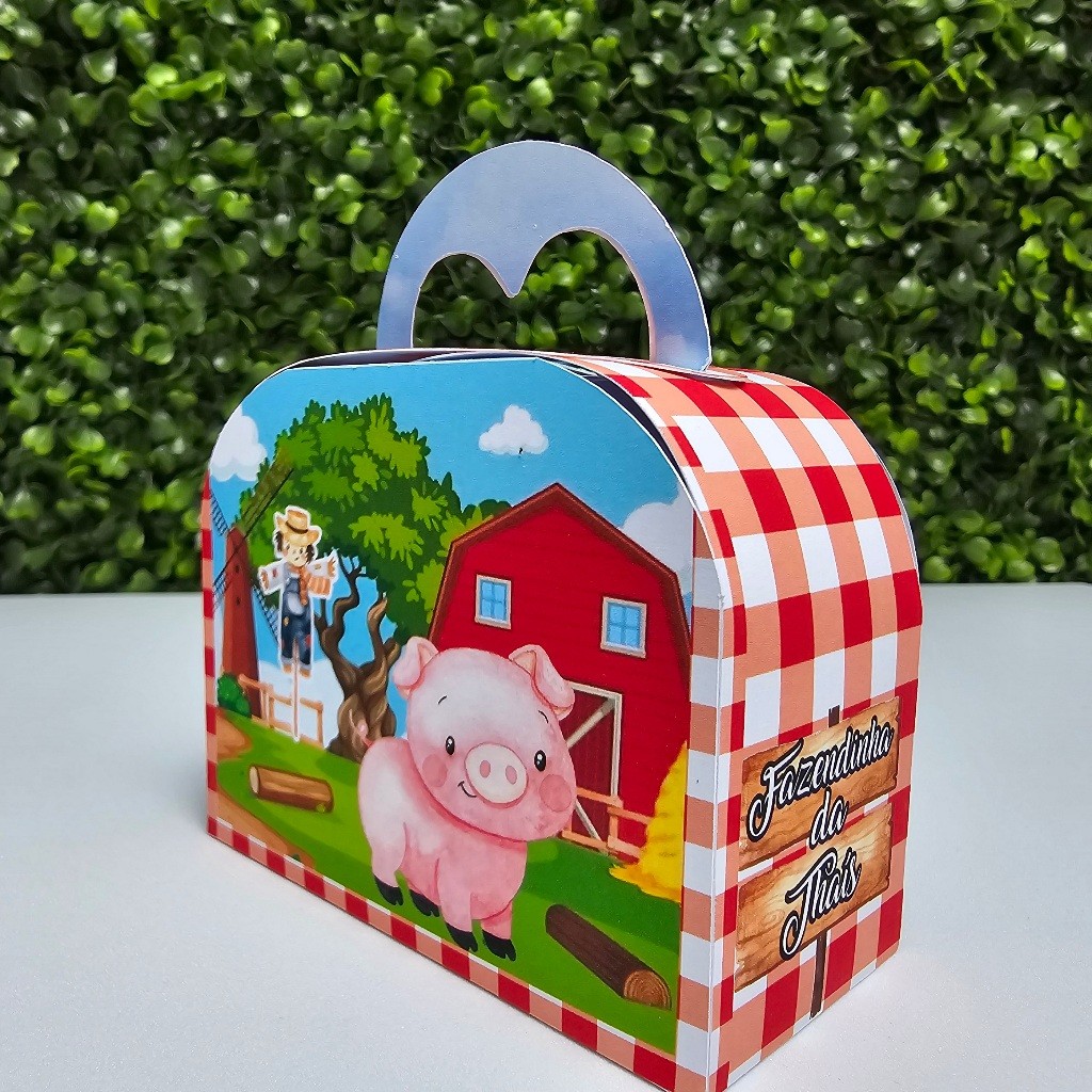 Caixa Maletinha FAZENDINHA VERMELHA - Personalizados - Festa infantil - Aniversário - Lembrancinha