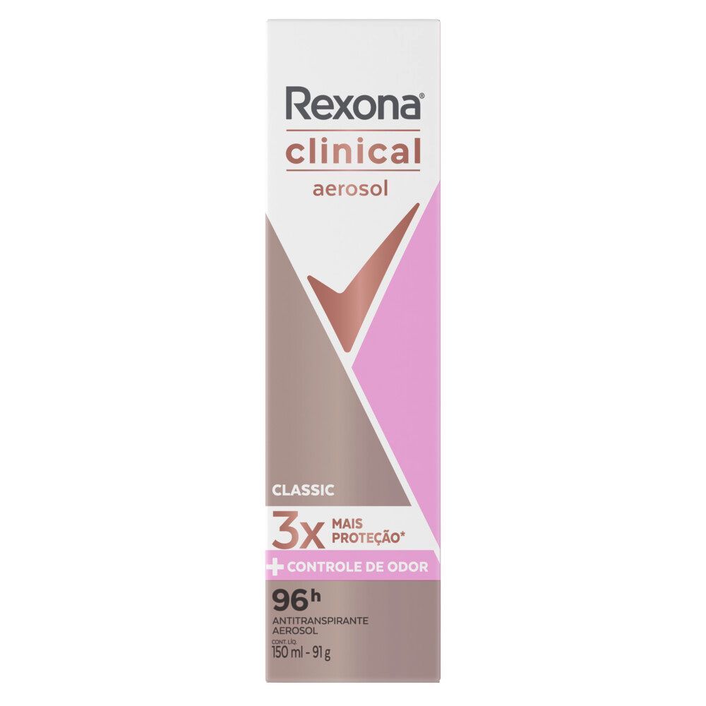 Desodorante Antitranspirante Aerosol Rexona Clinical Classic 91g em Oferta na Shopee