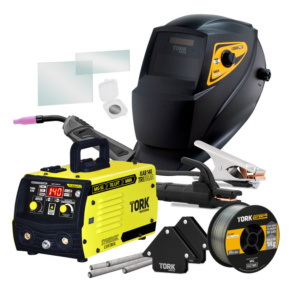 Inversor Solda Mig Eletrodo Tig 140A Com Mascara Arame Esquadro 220V Tork em Oferta na Shopee