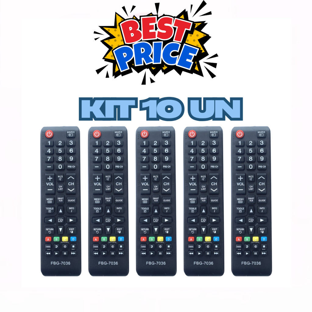 kit 10 Controle tv Samsung Smart Hub  para TV SAMSUNG fFBG-7036 universal COMPATÍVEL em Oferta na Shopee