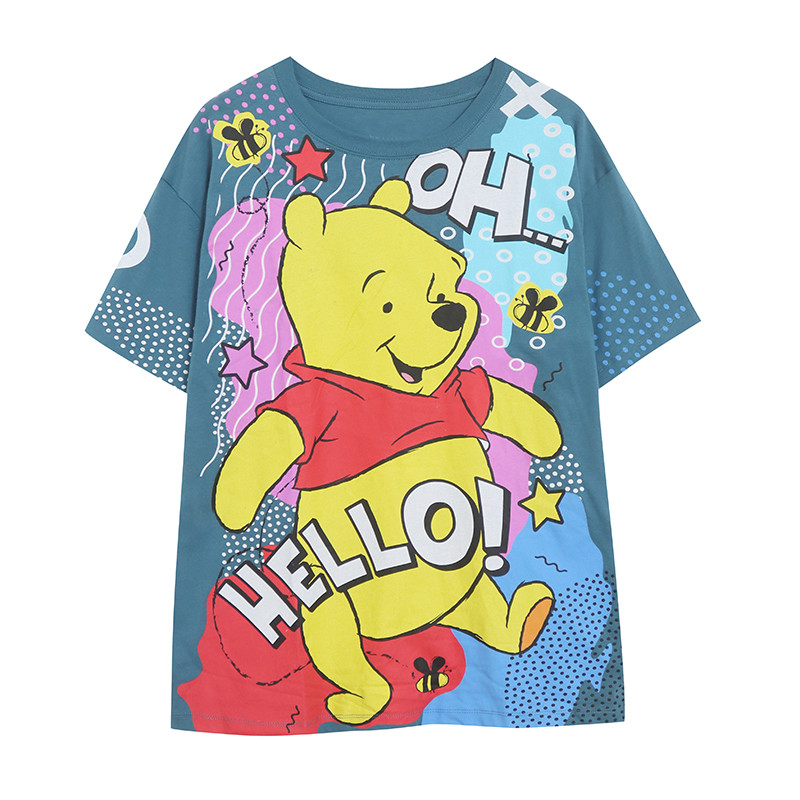 100% algodão ~ comércio exterior verão dos desenhos animados Anime impresso camiseta de manga curta feminina solta reduç