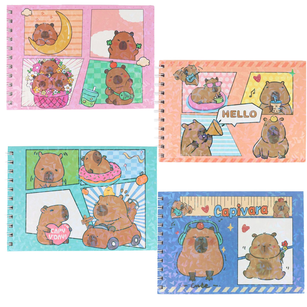 KIT 3/5/10 Livro de Colorir Infantil 50 Folhas Capa Dura ou Capa Fina Holográfica Diversos Modelos Capivara Fruto De Mar