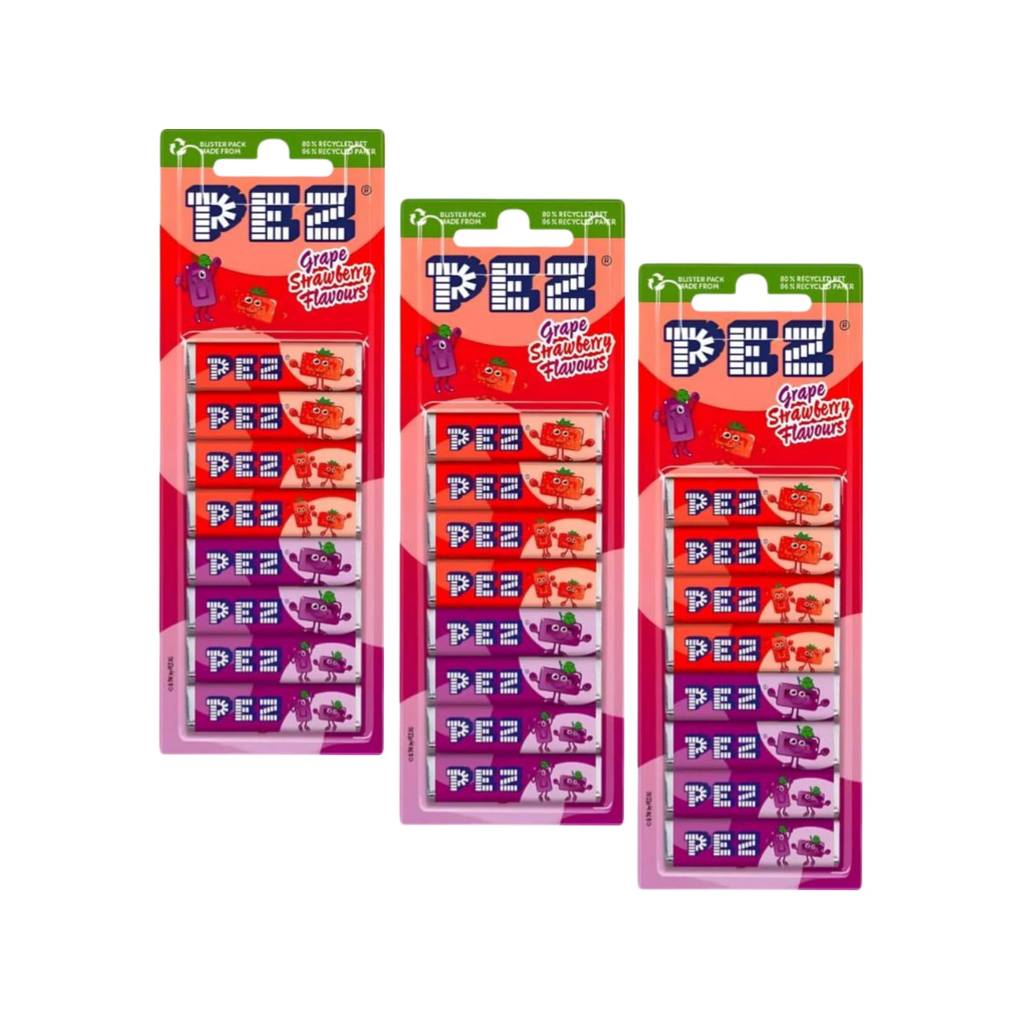 Pez Refil Sabor Grape Strawberry C/ 8un 68g - 3 Unid