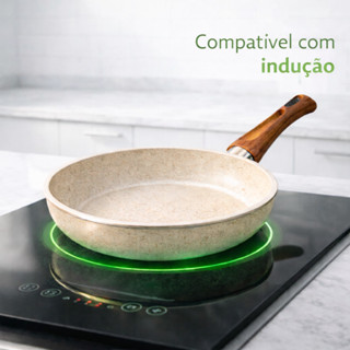 Frigideira Cerâmica Antiaderente Grande A Gás Indução Cooktop Elétrico Frita Sem Óleo Não Gruda 24cm em Oferta na Shopee