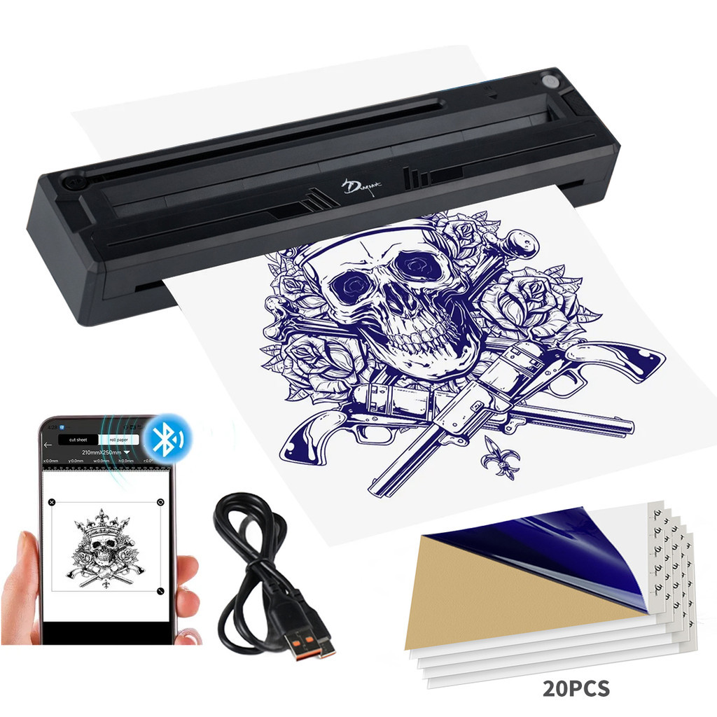 lmpressora Térmica tattoo De Transferência Stencil Papel Para Tatuagem Bluetooth  A4 20 Papel