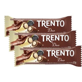 Kit 3 Chocolate Trento duo Wafer Recheado Sabor Baunilha com Chocolate Branco 29g em Oferta na Shopee