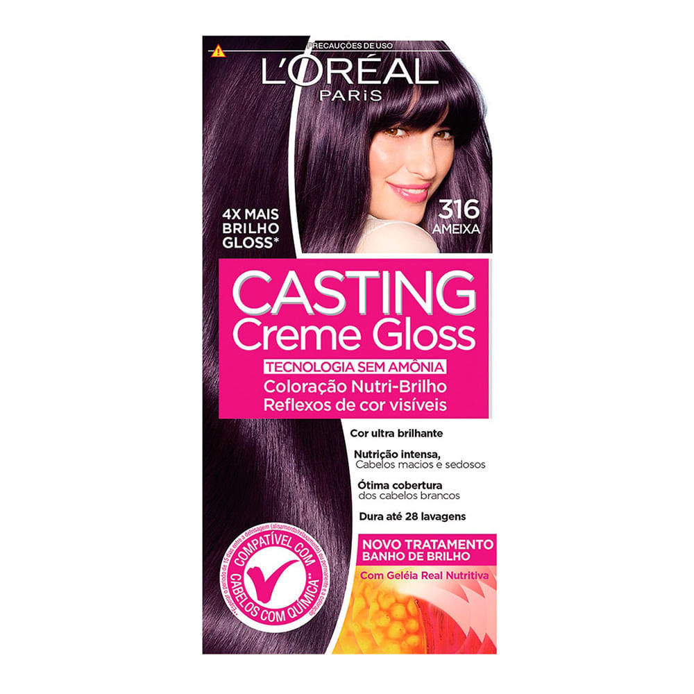 Tintura Creme Casting Creme Gloss L'oréal Ameixa 316 Kit em Oferta na Shopee