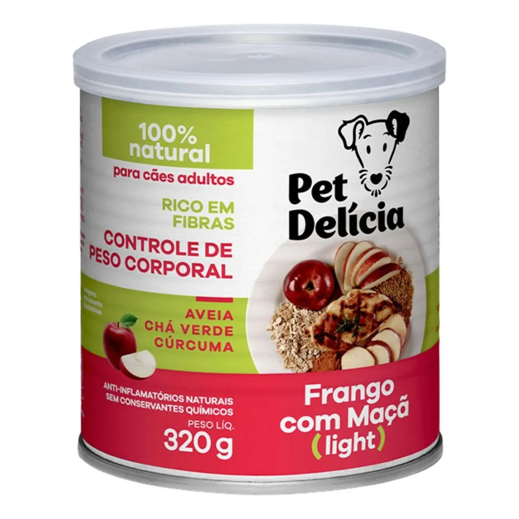 Ração Úmida Pet Delícia Light Frango Maçã Cães 320g