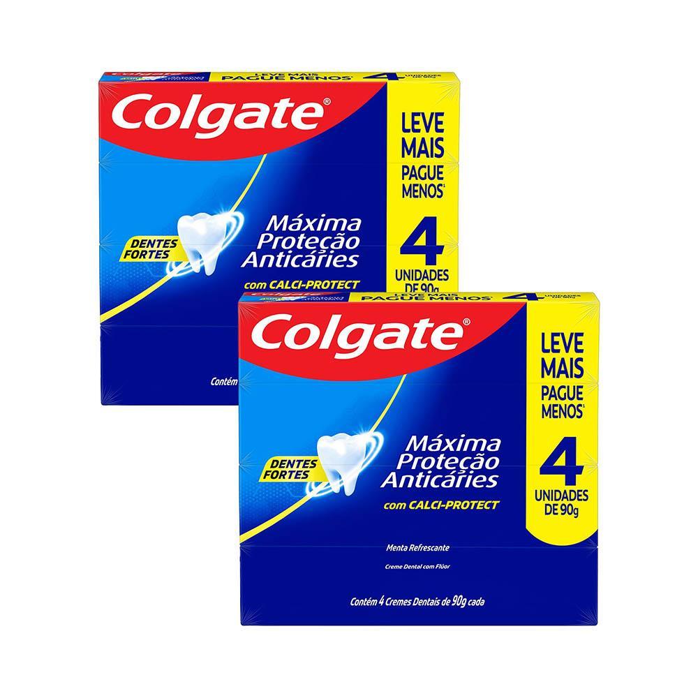Kit 2 Pack Creme Dental Colgate Máxima Proteção Anticáries 90g 4un Cada em Oferta na Shopee