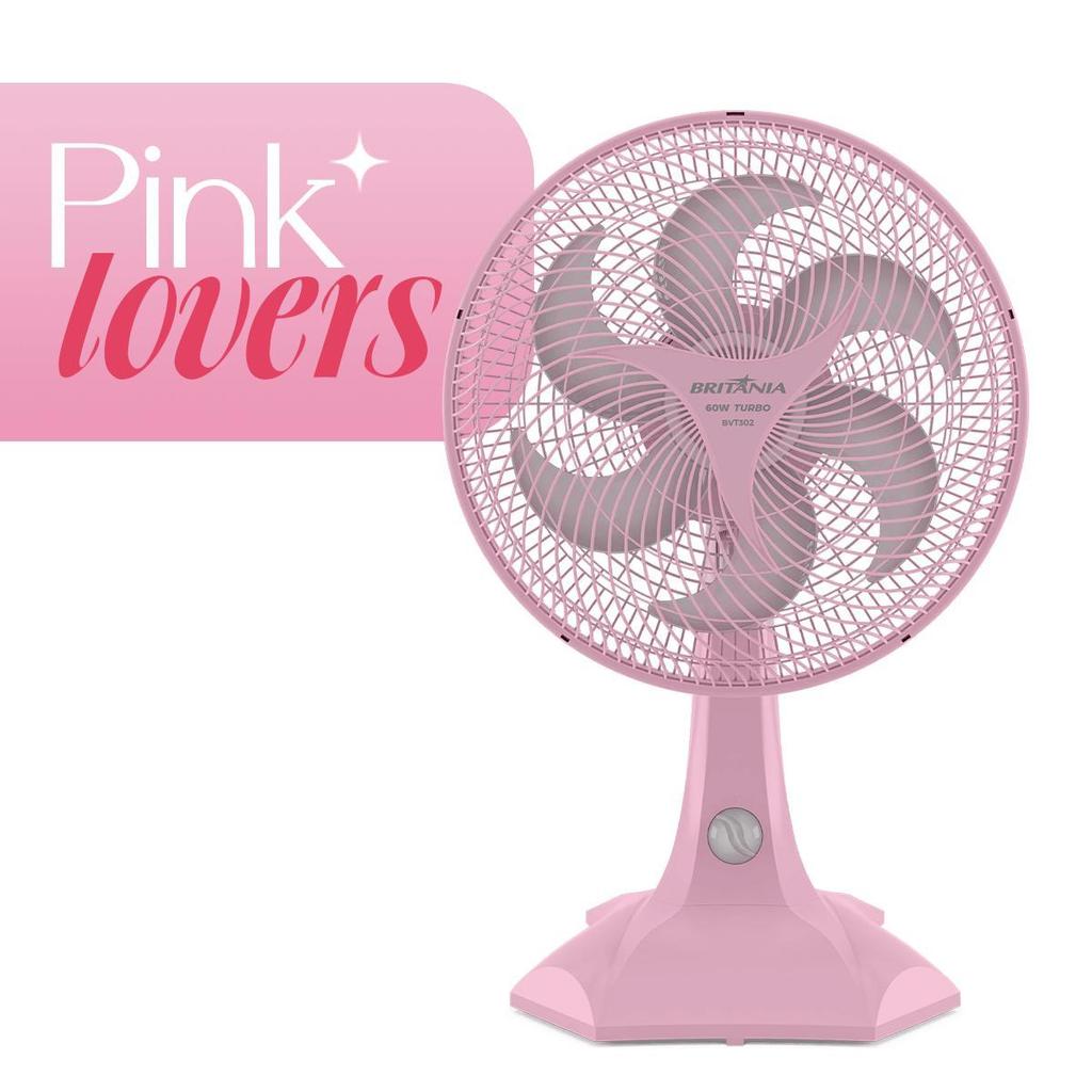 Ventilador Rosa 2 em 1 Britânia 6 Pás Maxx Force 60W BVT302