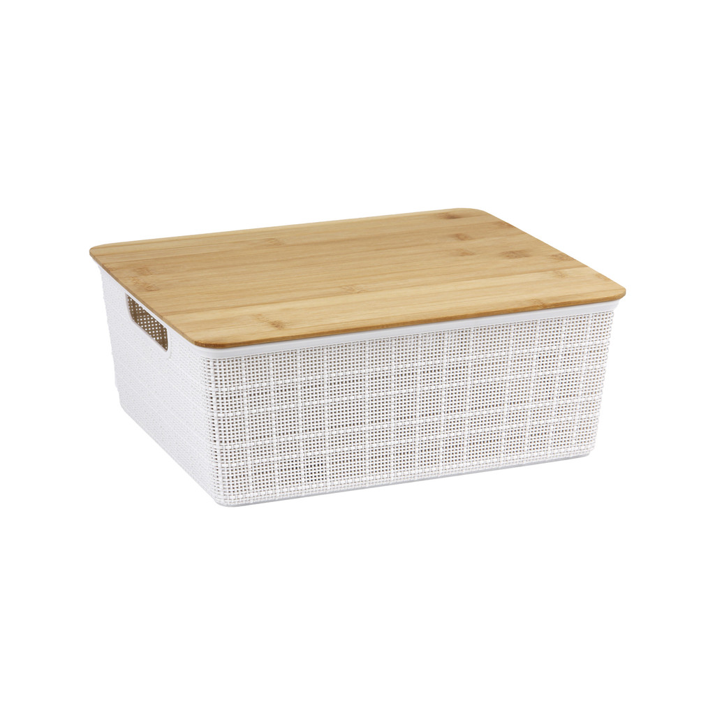 Caixa Organizadora com Tampa de Bambu 12l Oikos em Oferta na Shopee