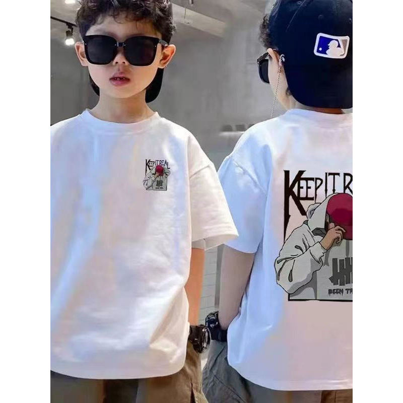 Verão grandes crianças novo estilo meninos crianças puro algodão camiseta verão meia manga solta Casual topos crianças m