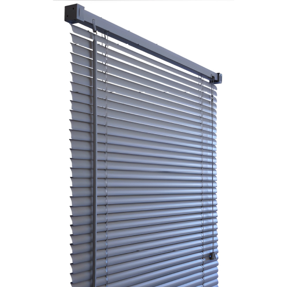 Cortina Persiana Horizontal PVC 120x130cm Cinza Escuro Atlas — imagem 2 de 2