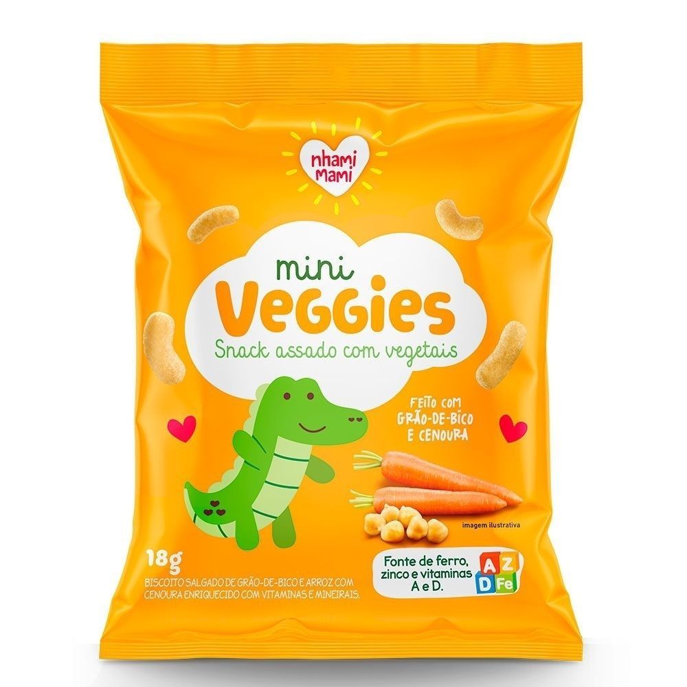 Biscoito Nhami Mami Mini Veggie Snack Grão de Bico e Cenoura 18g em Oferta na Shopee