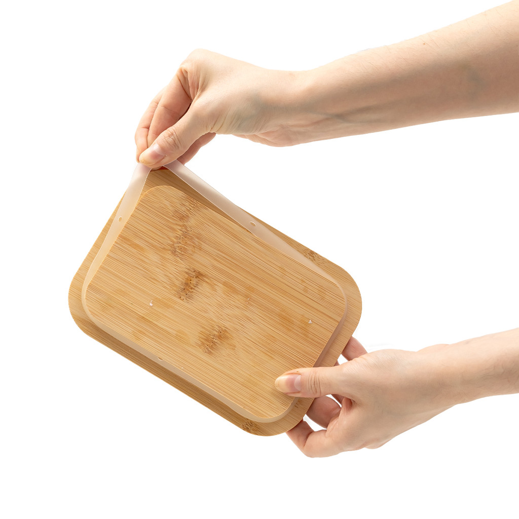 Pote de vidro 800ml com tampa de bambu hermético retangular - Tud — imagem 2 de 2
