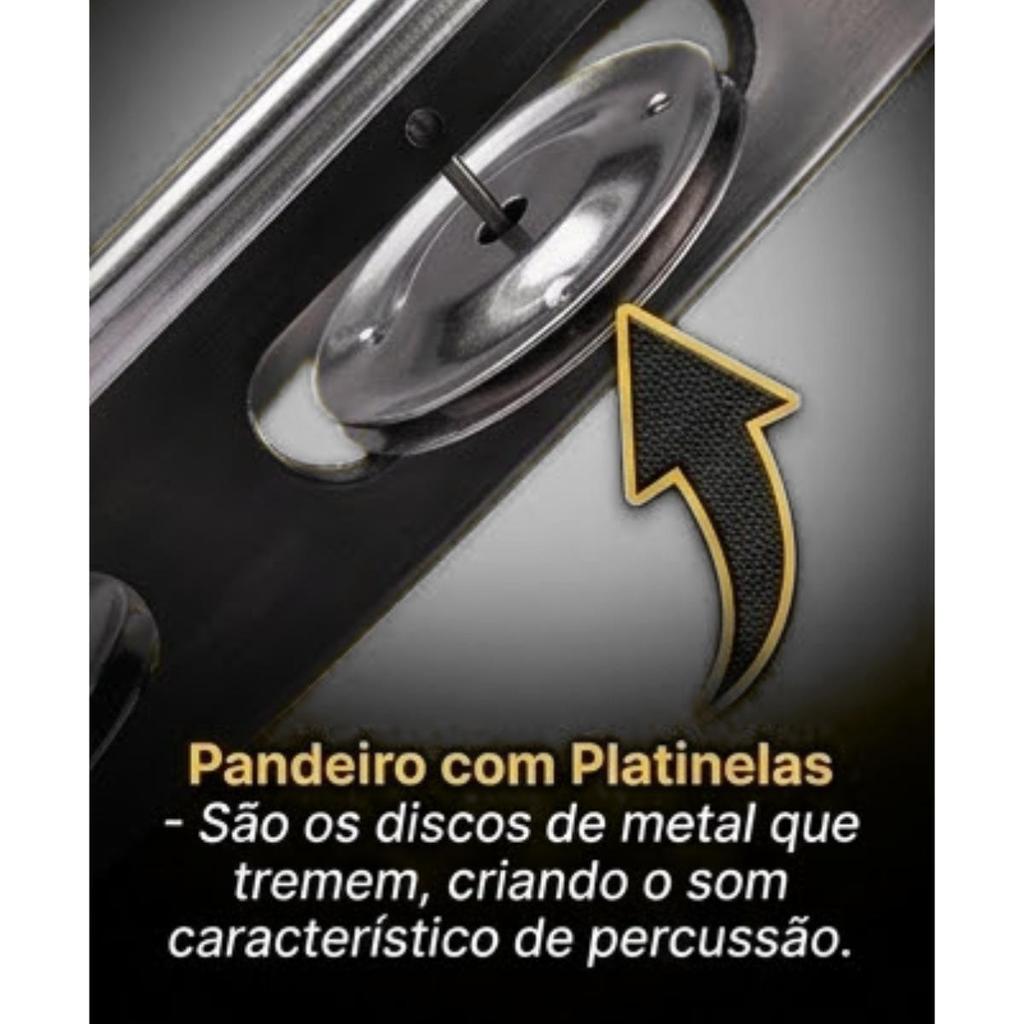 Pandeiro Bravone Preto 8 Polegadas Abs Pele Cristal — imagem 2 de 2