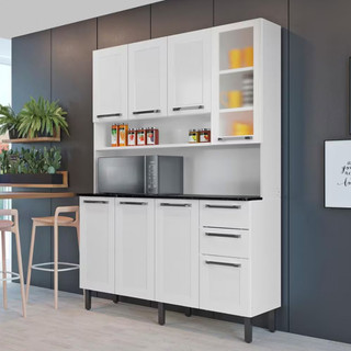 Cozinha Compacta Itatiaia Florença com 8 Portas, 2 Gavetas e 5 Prateleiras e 140cm de lar…