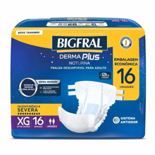 Fralda Adulto Bigfral Derma Plus Noturna Xg 16 Unidades em Oferta na Shopee