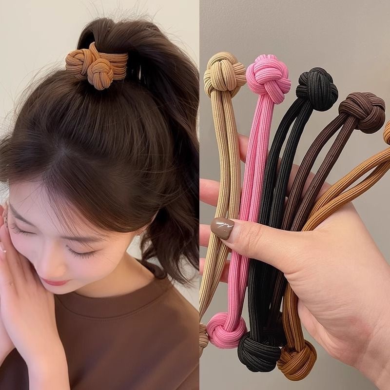 4 pçs botão anel de cabelo cabeça corda laço de borracha de cabelo fixação de cabelo ferramenta útil menina corda de cab