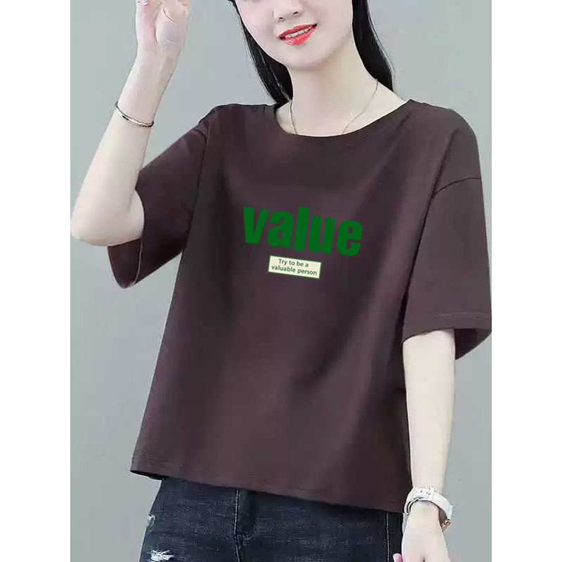 100% algodão moda manga curta topo na moda 2025 verão novo estilo moda moda redução de idade All-Match impresso camiseta