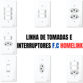 Tomadas 10a 20a teclas placas 4x2  interruptores f.c. linha homelink qualidade e elegância simples