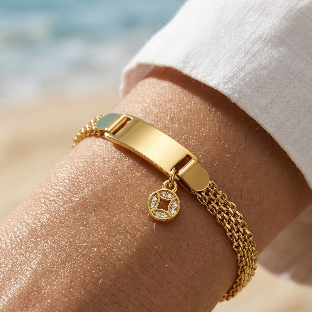 Pulseira Feminina Vnox Ouro 18k Com Nome Personalizado, De Aço Inoxidável Que Não Desbota, Presente · foto 2