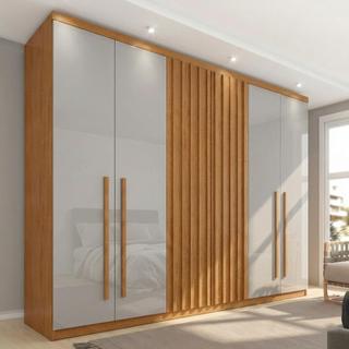 Guarda-Roupa Casal Torino 100% MDF 6 PT 4 GV Naturalle e Off White