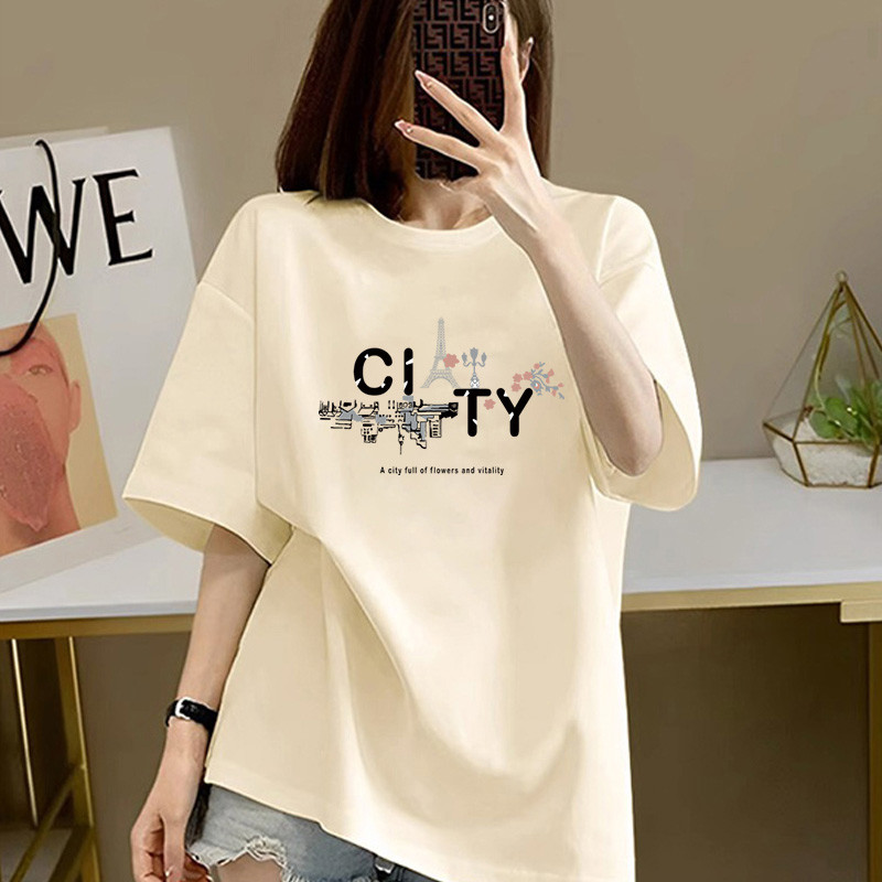 Top de maternidade vestido de verão 2025 novo estilo puro algodão manga curta camiseta feminina verão comprimento médio 