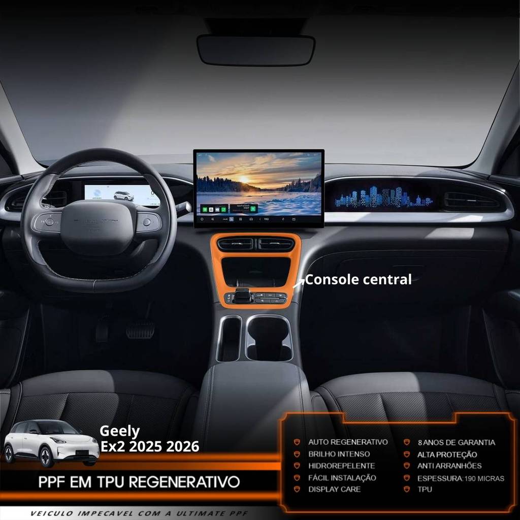 Película PPF Proteção Kit Console Central Geely Ex2 2025 2026 2027 Transparente TPU Anti Risco