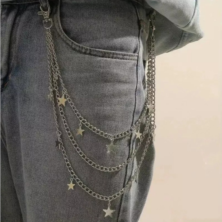 Corrente De Metal Decorativa Para Calças Multicamadas Unissex